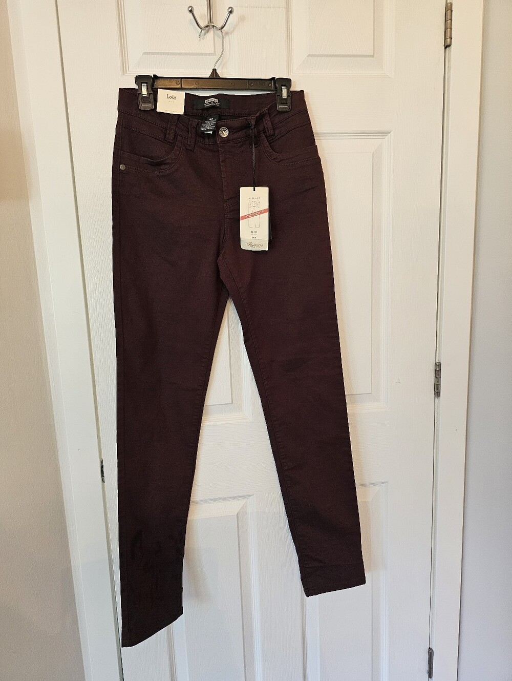 Lois Women's Skinny Jeans in Dark Burgundy - Size 28